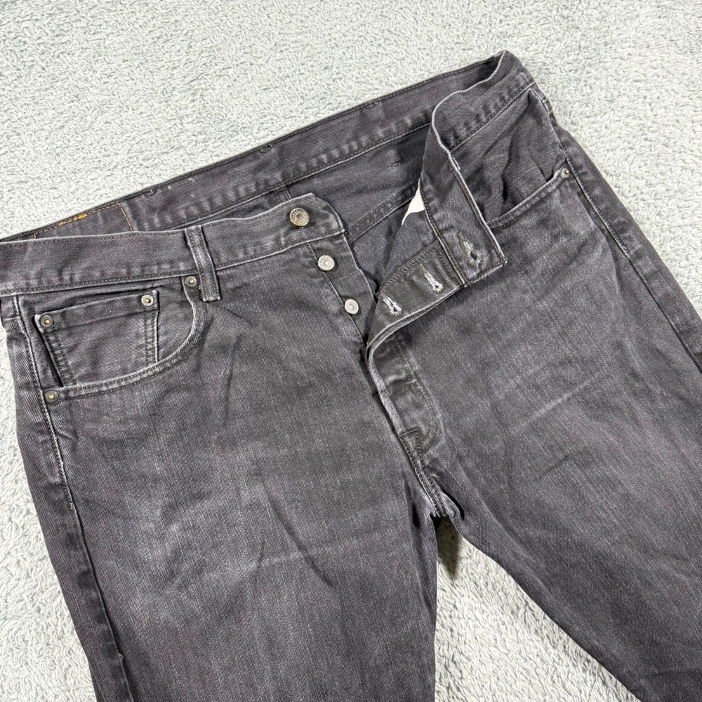 Levi 501 Original Fit Button fly Jeans Mens 38x34 Black Faded Button Fly Denim